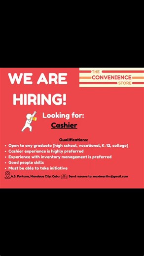 URGENT HIRING!! ✅ Stockman ✅ Cashier ✨Why Join The Convenience Store?✨ 💼 Stable Career - Be part of a growing and trusted company. 🤝 Friendly Team - Work with people who feel like family. 📈 Career Growth - We help you grow and succeed. 🌿 Work Life Balance - Because your time matters. 🎁 Perks & Benefits - We value YOU and your well-being. 🚀At The Convenience Store, it’s not just a job, it’s a place to build your future.💙 #followerseveryone #jobalert2025 #up #URGENT #facebookpost #hiringnow