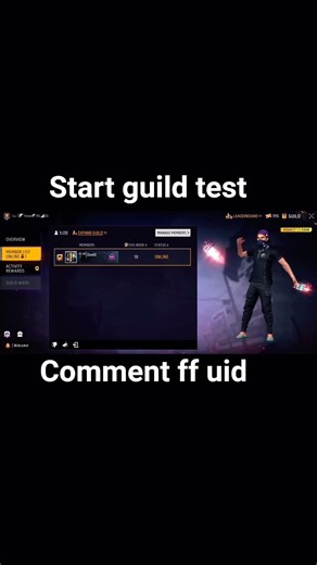start guild test jis kisi ko aana hai vo comments karo apna uid