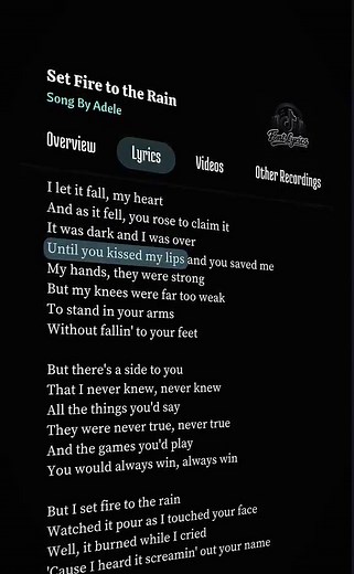 Adele - Set Fire To The Rain Lyrics