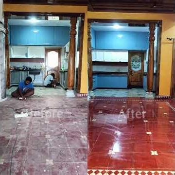 Dirty Athangudi Tiles Restoration | Before &After Polish | Mirror Finish Floor Transformation