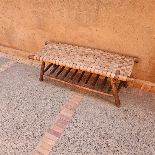 Wooden bench with integrated storage 25 inches 2 rows