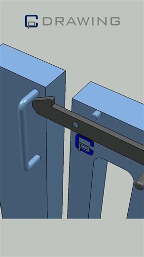 Animação de tranca para portão 🔄 Gate lock animation #engineering #engineer #mechanic #mechanicalengineering | Cp drawing