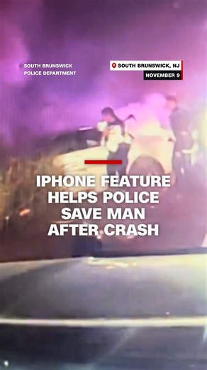 Dashcam video captured New Jersey police pulling an unconscious man from a car seconds before it went up in flames. Police told CNN affiliate WABC two iPhones alerted officers to the crash in South Brunswick. | CNN