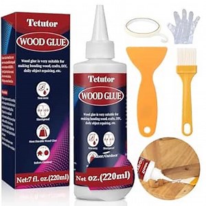 220ml Wood Glue for Furniture Heavy Duty, Wood Glue for Woodworking with Brush & Spatula, Strong Bond Waterproof Clear Wood Glue for Crafts Furniture Repair Woodworking