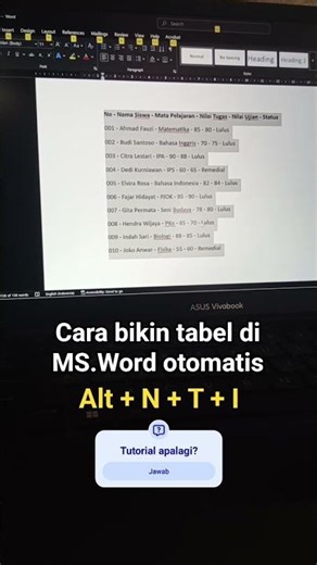 Cara mengubah teks menjadi tabel di Microsoft Word | MS.Word