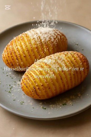 Crispy Hasselback aardappelen 🥔 Oven recipe, easy & delicious! #hasselback #potato #ovenrecept