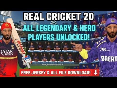 REAL CRICKET 20 MOD APK! FREE RCB & KKR Premium Jersey + ALL LEGENDARY Players Unlocked!
