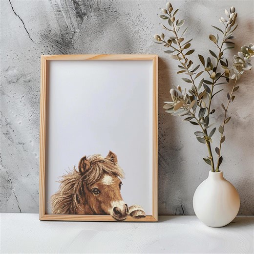 Horse Cross Stitch Pattern Instant PDF Download - Peeking Horse Watercolor Cross Stitch Hand Embroidery Peeking Animal Pattern Nursery Room - Etsy Australia