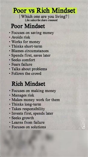 Poor vs Rich Mindset#tricks#psychology#quotes#selfimprovement#lifelessons#motivation#shorts#success