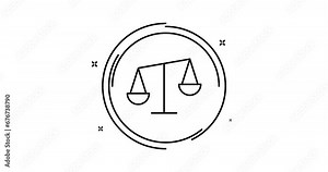 scales of justice animated outline icon. scales of justice rotation appearance 4k video animation for web, mobile and ui design