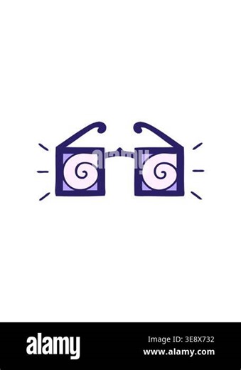 radioactive glowing animation of cute cartoon of hypno glasses