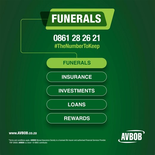 386K views · 124 reactions | We’re here for you today and when that day comes. Get 24/7 compassionate, professional help with funeral arrangements by calling 0860 28 26 21 Learn more about our comprehensive funeral services: https://www.avbob.co.za/funeral-services *Ts & Cs apply. FSP 20656. Standard call rates apply. #AVBOBFunerals #TheNumberToKeep | AVBOB South Africa | Facebook