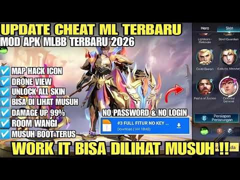 ML MOD MENU MLBB CHEAT NEW UPDATE - MAP HACK / UNLOCK ALL SKIN / NO KEY / NO EXPIRE / SAFE 100%