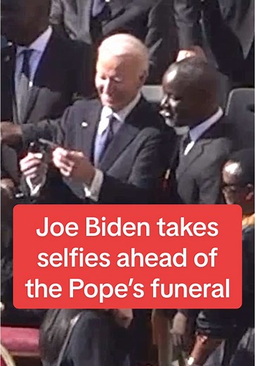 Joe Biden takes selfies ahead of the Pope’s funeral