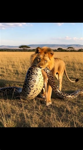 Can a Lion Break Free from a Giant Python’s Grip? #LionVsPython #WildlifeBattle #leon #serpiente #जानवर A massive python coils around its prey, but a lion steps in with fearless power. Two apex predators collide in a shocking showdown. Watch till the end — the struggle is unreal. ライオンは巨大ニシキヘビの締めつけから逃れられるのか？ 巨大ヘビが獲物を締めつける中、立ち向かうライオン。 頂点捕食者同士の激突。 最後まで見逃せない緊迫の戦い。