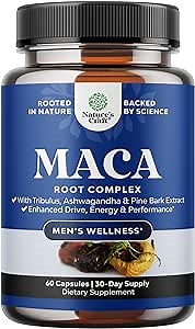 Potent Black Maca Root Capsules for Men - Herbal Wellness Supplement with Siberian Ginseng Ashwagandha and Black Maca Root - Men’s Wellness Supplement to Support General Health (30 Servings)