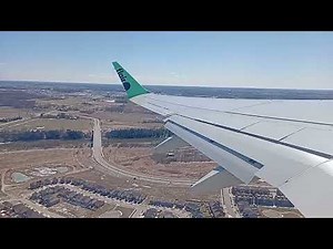 Kitchener-Waterloo Airport takeoff. Flair Airlines Boeing 737 Max 8.