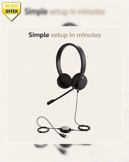 Jabra Gn Netcom Evolve 20 Uc Duo Ms Optimized, USB Wired On Ear Headphones with Mic, Multicolor