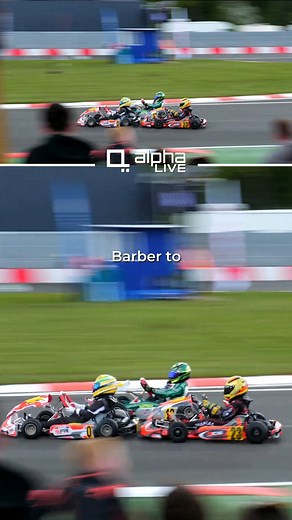DOUBLE OVERTAKE 3-wide for the lead! #karting #overtake #racing Brilliant 3-way battle for the lead in MicroMax at the @BritishKartChampionships at @Dunkeswellraceway between @DhianRacing @Harris_Barber_racing12 and @Benediktas_Masiokas_ | Alpha Live