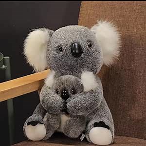 11 inch Mum and Baby Koala Plush Toy Stuffed Animal Toy Plush Animal Doll (Black)