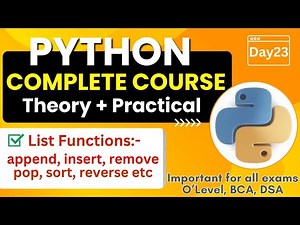 Python List Functions | append, insert, pop, sort | Python Complete Course for Beginners - Day23