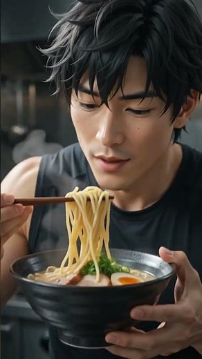 Handsome Japanese chef preparing ramen noodles 🍜