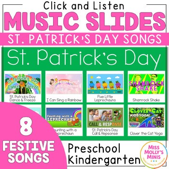 St. Patrick’s Day Music Slides | Click & Listen Songs | Google Slides