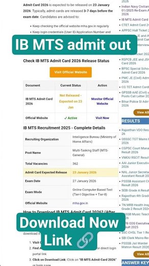 IB MTS Admit Link Active | Download now IB MTS 2026 #ibmts2025 #admitcard #shorts
