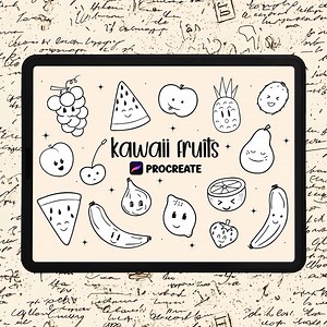 Kawaii Fruit Procreate Stamp Brush Set | Cute Food Doodle Clipart Icons | Hand Drawn Digital Brush Pack - Etsy Canada