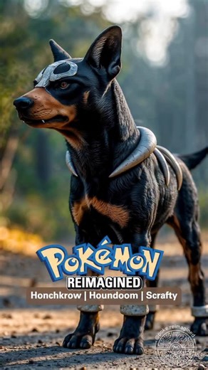 Pokémon Reimagined on Instagram: "▪️ Dark Energy + Mega Evolutions. Scrafty, Houndoom, & Honchkrow! ▪️ Comment which Pokemon you want to see next! 💬 Request by: @bad.habits_sheerio #pokemon #evolution #pikachu #houndoom #megaevolution"