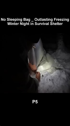 No Sleeping Bag _ Outlasting Freezing Winter Night in Survival Shelter P5
