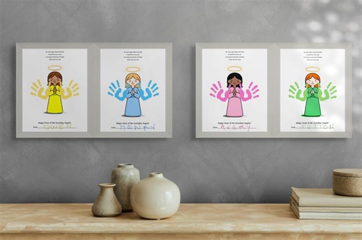 Guardian Angels Handprint Art Templates: Catholic Homeschool Activity (digital Download) - Etsy