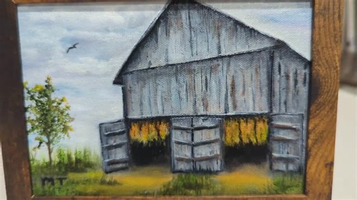 Rustic Tobacco Barn Oil Painting: Farmhouse Southern Landscape Art - Etsy