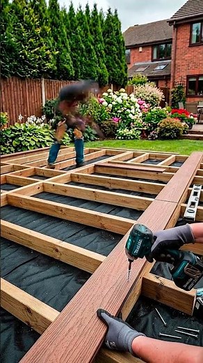 I Built a Backyard Oasis From Scratch! 🌿 (DIY Floating Deck & Patio) #shorts