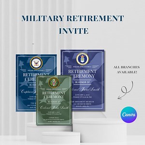 Customizable Military Retirement Ceremony Invitation | Army, Air Force, Coast Guard, Marine Corps Navy, Space Force | Edit on Canva! - Etsy