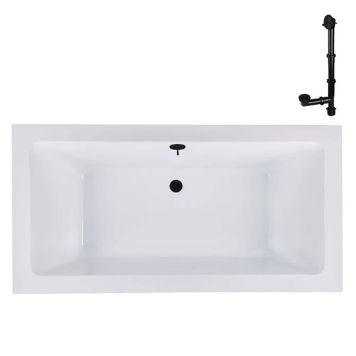 Check The Home Depot's Q&A Before Buying: Streamline N-4160-718-BL 72 in. x 36 in. Rectangular Acrylic Soaking Drop-In Bathtub, with Reversible Drain in Matte Black