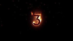 Number 3 appearing on fire Premium Stock Video Footage