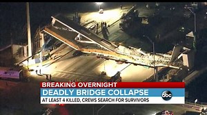 BRIDGE COLLAPSE LATEST: Crews are now focusing on recovery as federal investigators look into the cause of the pedestrian bridge collapse at Florida International University, which killed at least 4 people. ABC’s Maggie Rulli reports from the scene. | World News Now