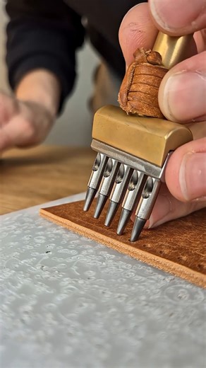 11K views · 95 reactions | Punching stitching holes to a handmade leather bi fold wallet #fblifestyle | Torross Leather Craft | Facebook