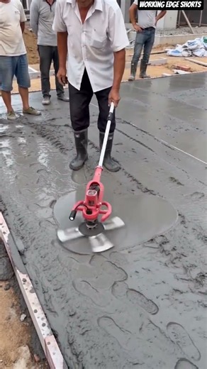 ⚙️🧰 Power Trowel Smoothing: Portable Rotary Finisher Levels Wet Concrete