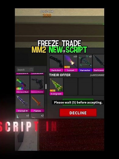 BEST MM2 SCRIPT FREEZE TRADE !! #roblox #mm2