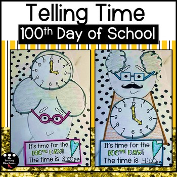 100th Day of School Telling Time Clock Math Craft