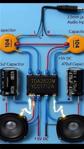 TDA2822M USING TO CREATE CIRCUIT FOR SPEAKER #electrical #shorts