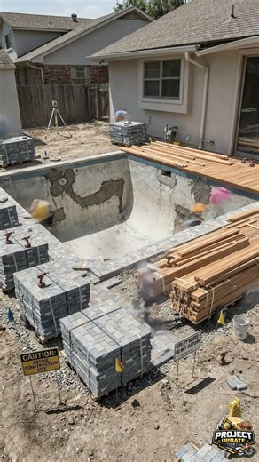 We Turned Our Ugly Backyard Into This 😍 #transformation #poolrenovation #beforeandafter