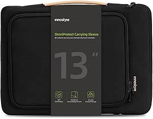 Protective 13 Inch Laptop Sleeve Case for 13 13.3 MacBook Air/Pro, HP Dell Lenovo Asus - with Handle and 2 Accessory Pockets (Black, 13 inch)
