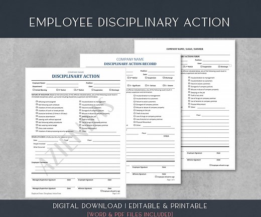 Employee Disciplinary Action Form: HR Write up Template (editable Word & PDF) - Etsy
