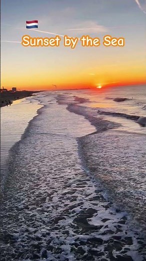 Golden Sunset at Scheveningen Beach 🌅 | Peaceful North Sea Views 🇳🇱 #shorts #seasunset