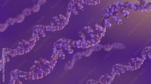 RNA abbreviation of ribonucleic acid. RNA typically is a single-stranded biopolymer 3D rendering