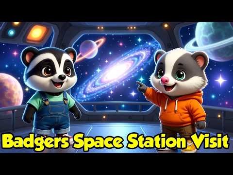 Two Little Badgers Visit a Space Station | Fun Educational Adventure and Nursery Rhyme for Kids 🦡🚀