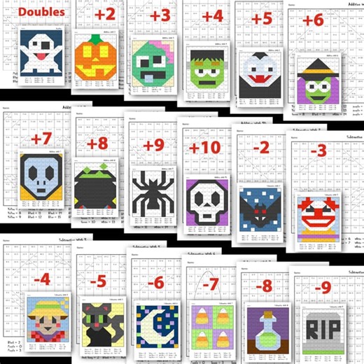 Halloween Math Practice | Addition and Subtraction within 20 | Hidden Picture